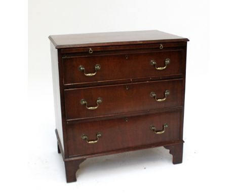A George III style mahogany bachelor's chest with brushing slide above three long drawers on bracket feet, width 69cm (af).Ad