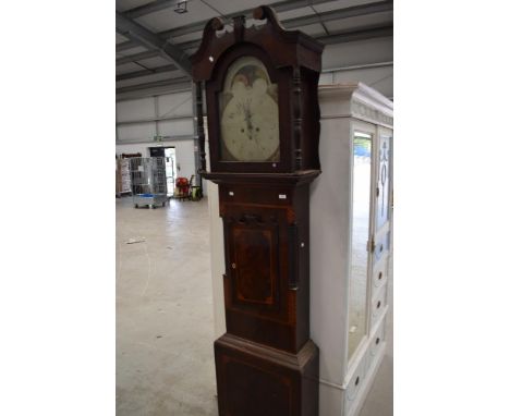 A 19th Century mahogany cased long case clock having 8 day movement, painted dial , Otley (name unclear)