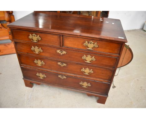 A Georgian mahogany chest of two short over three long drawers, having brass handles and bracket feet, width approx. 97cm
