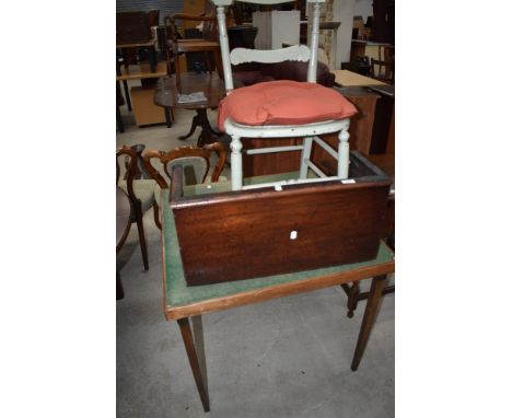 A folding card table, painted bedroom chair and 19th Century mahogany part