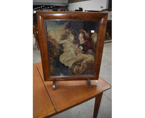 A 19th Century mahogany framed firescreen with feltwork insert (af)