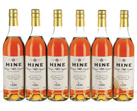 1985 Hine, Vintage Early Landed, Cognac 6x70cl  Landed 1987, bottled 2000, John Harvey & Sons, Bristol.3 label soiled and tor