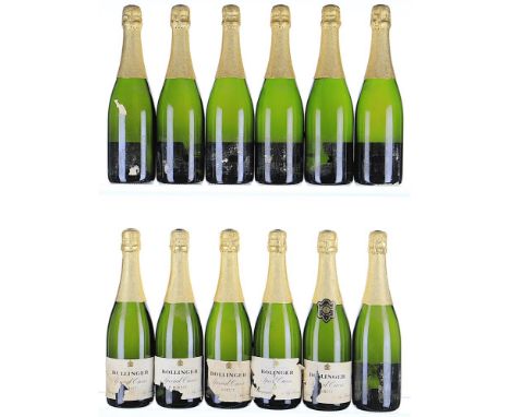 NV Bollinger, Special Cuvee (known to be 1980s bottling) 12x75cl   Good colour and reverse ullage, labels damp-soiled and dam