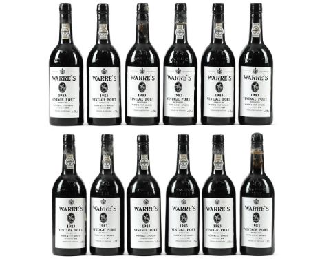 1983 Warre's, Vintage Port OWC 12x75cl11 IN, 1 HS, 1 capsule slightly expanded, showing signs of corrosion and heavy seepage.