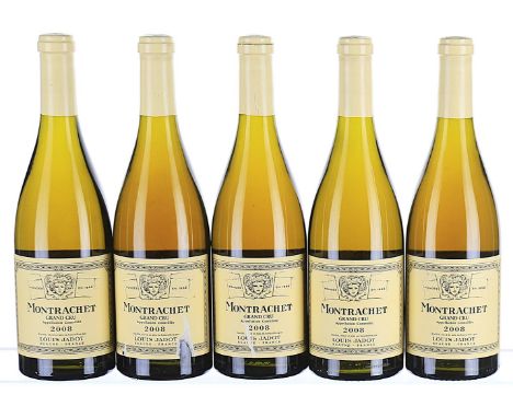 2008 Maison Louis Jadot, Montrachet Grand Cru 5x75cl  2 labels torn.  Dreweatts are very strict about the provenance of wine 