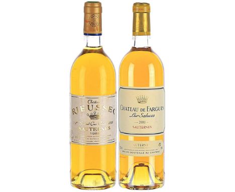 1988 Chateau Rieussec Premier Cru Classe, Sauternes  Presentation box  Label soiled 1x75cl  2000 Chateau de Fargues, Sauterne