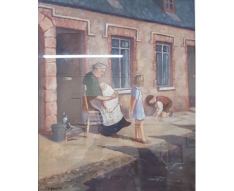 OIL ON BOARD - MARKING OUT FOR HOP SCOTCH' - PHYLLIS ARNOLD  24X17