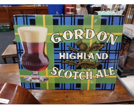 VINTAGE GORDON HIGHLAND SCOTCH ALE ADVERTISING SIGN