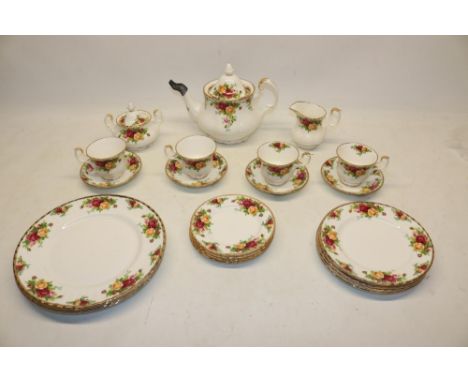 Royal Albert 'Old Country Rose' tea/dinner service, for four people, comprising of twenty-three items, with original boxes