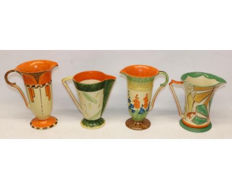 Four Myott Art Deco jugs, max. H20cm