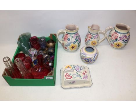 Collection of art glass incl. Isle of Wight, majority of pieces A/F; cranberry glass incl. a pair of vases with hallmarked si