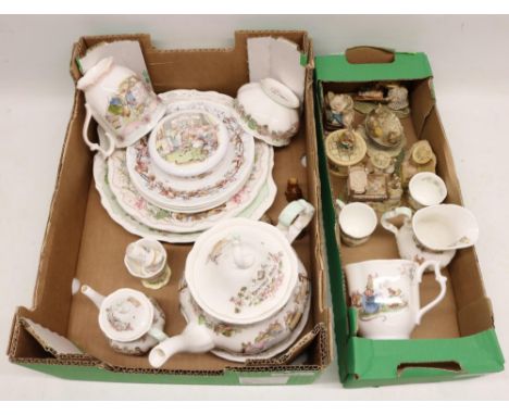 Collection of Brambley Hedge teaware incl. large teapot, miniature teaware, trinket pot, and various Brambley Hedge figures (