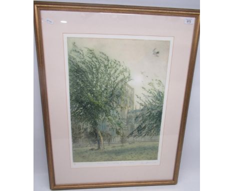 Piers Browne, October: York Minster from The Close, colour etching, signed, no. 42/50, 59.5cm x 43cm