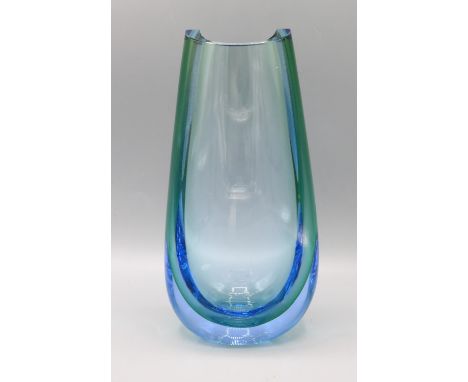 Vicke Lindstrand for Kosta Boda Kontor vase, in green to blue glass, H23cm