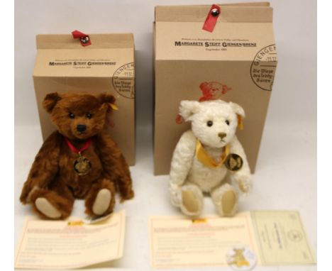 Steiff/Danbury Mint, The Millennium Bear, blonde mohair, H30cm, with box and certificate; and a Steiff Danbury Mint 2003 bear