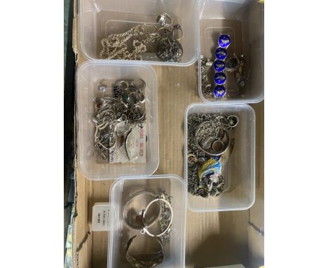 Large collection of silver jewellery including a moonstone necklace, rings, brooches bangles etc.