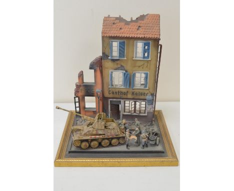Highly detailed and very well constructed 1/35 scale plastic model WWII diorama depicting German Army Marder tank destroyer i