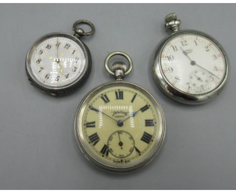 Swiss ladies silver key wound fob watch, white enamel Arabic dial, bright cut case no. 103672 stamped 935, unsigned Swiss cyl