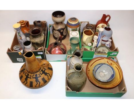 Collection of West German pottery, studio pottery, etc. incl. a large Carstens Aztec design jug (4 boxes)