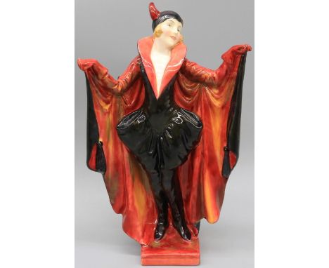 Royal Doulton figure 'Marietta' HN1341, woman in horned cap and cloak, in red and black colourway, modelled by Leslie Harradi