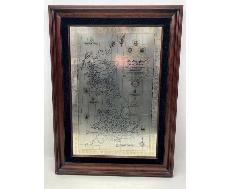 Silver map of Great Britain, Council for the Protection of Rural England limited edition, 54.5cm x 36cm