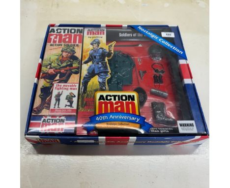 Action Man German Staff Officer 40th anniversary boxed set, box still factory sealed, contents mint, box/packaging excellent