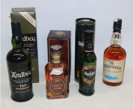 Single malt Scotch whisky, comprising Eileandour Aged 10 Years, 40%/70cl; Glenfiddich Aged 12 Years Special Reserve 40%/35cl,