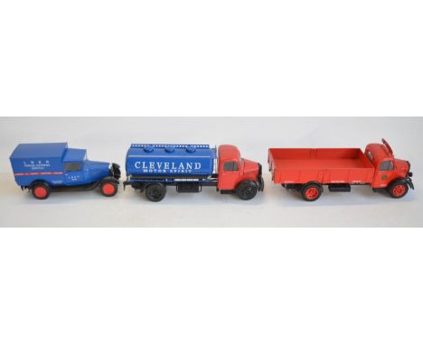 Three well built plastic 1/24 scale model vehicle kits to include 2 classic Bedford trucks and an LNER Parcel Express Van