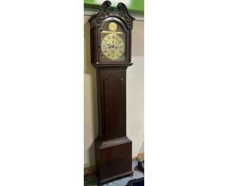 James Ivory, Dundee, 18th Century oak 8 day longcase clock, swan neck pediment with applied moulding and blind fretwork friez