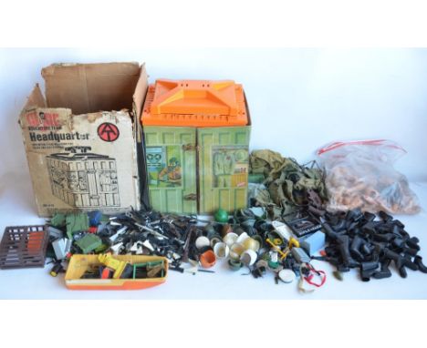 Extensive collection of Action Man and G.I.Joe accessories to include a G.I.Joe Headquarters set, clothing, weapons, spare fi