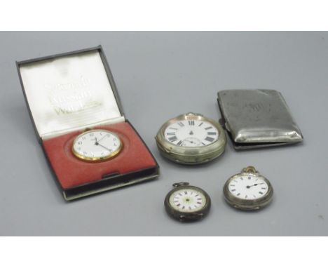 Sedman, Scarborough, Victorian silver keyless pin set fob watch, white enamel Roman dial, monogrammed plain case no. 760, Lon
