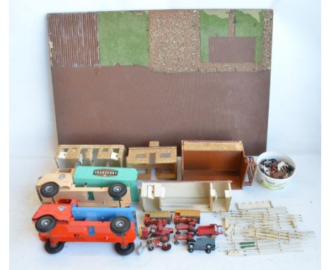 Mixed collection to include eight vintage diecast farm models from Budgie Toys, Matchbox, Lesney, Dinky and Corgi, 2 tin plat