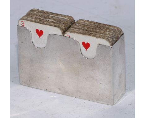 A Victorian silver miniature playing card holder, 6.5cm wide, Crisford &amp; Norris, Birmingham 1898 