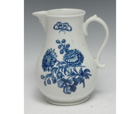A  Worcester Natural Sprays pattern jug, 20cm high, crescent mark, c.1770 
