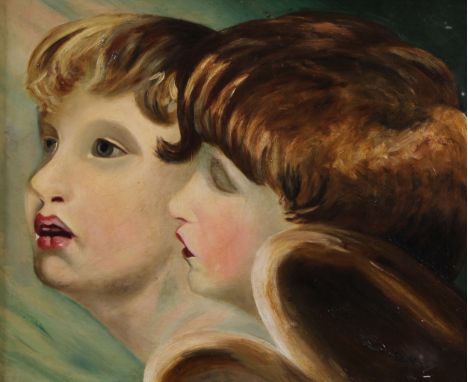 English School (19th century)Double-Portrait, A Study of Two Boysindistinctly signed, inscribed to verso, oil on canvas, 24.5