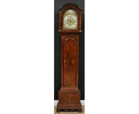 An 18th century walnut longcase clock, 30cm arched brass dial inscribed James Pepper, Biggleswaid (sic), Tempus Fugit to arch