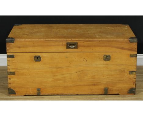 A brass-mounted camphor-lined chest or trunk, in the campaign manner, carry handles to sides, 48.5cm high, 104cm wide, 51.5cm