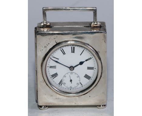 An early 20th century silver cased timepiece, white enamel dial, Roman numerals, minute track, subsidiary seconds, blued hand