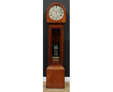 A Victorian mahogany regulator longcase timepiece, 30.5cm circular silvered dial inscribed Passmore., Sidmouth., Roman numera