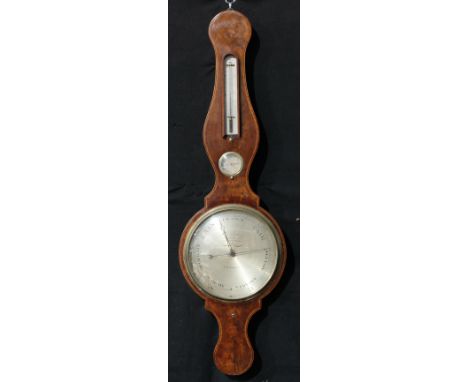 A George III mahogany wheel barometer, 25cm silvered register inscribed Lione Somalvico &amp; Co, 125 Holborn Hill, mercury t