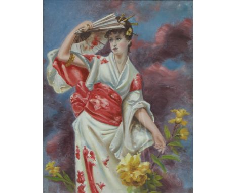English Aesthetic Movement School (late 19th/early 20th century)Portrait of a Lady, three-quarter length, dressed in a Japane