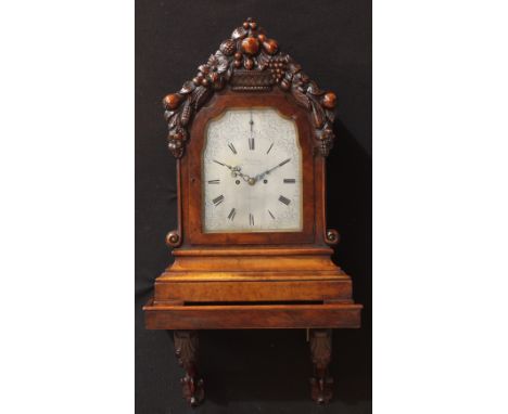 A William IV/early Victorian walnut bracket clock, 20cm shaped rectangular silvered dial inscribed Bateman, 82. St. John St.t