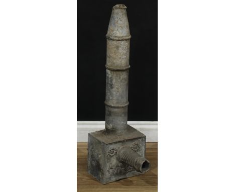 An 18th century lead water hopper, cast with flowerheads and scrolling acanthus, 84cm long, 24cm wide, c.1780 