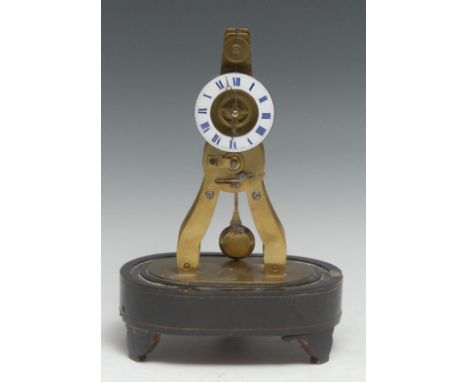 A Napoleon III 'Great Exhibition' A-frame skeleton clock, of small proportions, 5.5cm enamel chapter inscribed Pierret a Pari