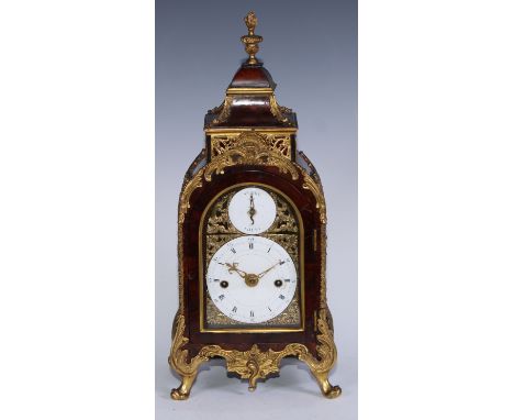 A George III ormolu mounted mahogany petite sonnerie table clock by Marriott, London, of small size, 9.5cm enamel dial with R