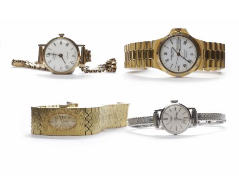 LADY'S NINE CARAT GOLD ROTARY MANUAL WIND WRIST WATCHon a nine carat gold strap, 15g gross, in box; along with another Rotary