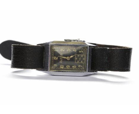 GENTLEMAN'S ART DECO BUREN MANUAL WIND WRIST WATCHthe black rectangular dial with gold coloured Arabic numerals, with rectang
