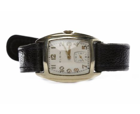 GENTLEMAN'S EARLY TWENTIETH CENTURY ELGIN GOLD PLATED MANUAL WIND WRIST WATCHsigned 15 jewels movement, numbered 38563184, th