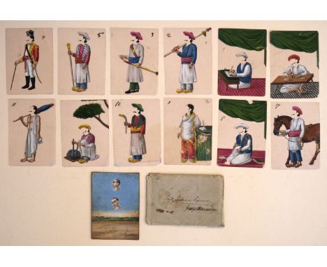 * Indian mica paintings. A Transformation Game, mid-19th century, a group of 12 mica paintings, each of a single male (and on