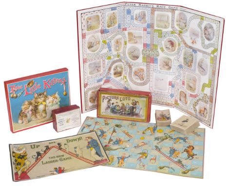 * Games. Peter Rabbit's Race Game, London: Frederick Warne &amp; Co. Ltd, circa 1920, comprising a folding colour-printed gam